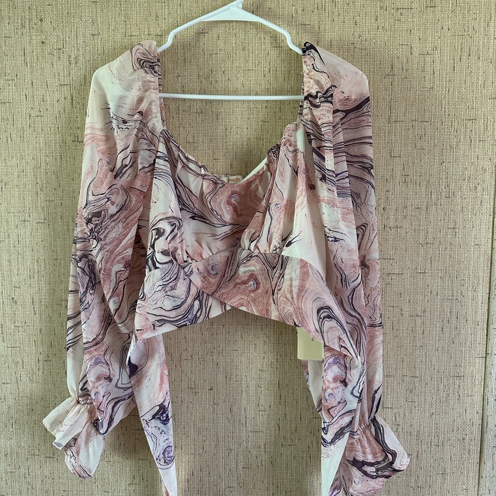 Marble Print Draped Blouse